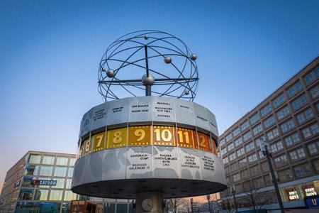 Berlin, Germany - Jan 2, 2020: World Clock (Weltzeituhr) at Alexanderplatz Square - Berlin, Germanyのeditorial素材