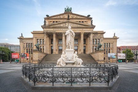 Berlin, Germany - Sep 11, 2019: Schiller Monument in front of Berlin Concert Hall at Gendarmenmarkt Square - Berlin, Germanyのeditorial素材