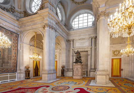Madrid, Spain - Mar 8, 2019: Columns Hall (Salon de Columnas) at Royal Palace of Madrid Interior - Madrid, Spainのeditorial素材