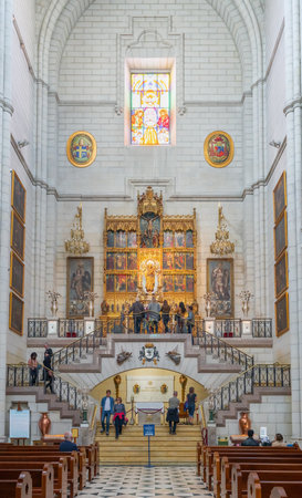 Madrid, Spain - Mar 22, 2019: Altar to the Virgin of Almudena at Almudena Cathedral Interior - Madrid, Spainのeditorial素材