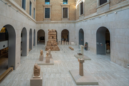 Madrid, Spain - Jun 18, 2019: Interior of National Archaeological Museum with Iberian Mausoleum of Pozo Moro - Madrid, Spainのeditorial素材