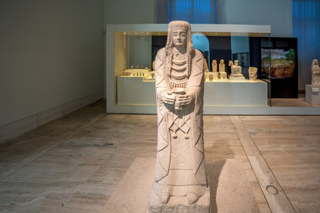 Madrid, Spain - Jun 18, 2019: Lady of Cerro de los Santos Iberian Sculpture at National Archaeological Museum - Madrid, Spainのeditorial素材