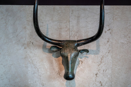 Madrid, Spain - Jun 18, 2019: Bulls of Costitx (Toros de Costitx) at National Archaeological Museum...