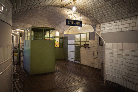Madrid, Spain - Jun 20, 2019: Entrance of the former Chamberi Station of Madrid Metro - Madrid, Spainのeditorial素材