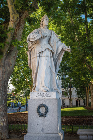 Madrid, Spain - Jun 19, 2019: Statue of Queen Sancha of Leon at Plaza de Oriente Square - Madrid, Spainのeditorial素材