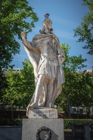 Madrid, Spain - Jun 19, 2019: Statue of King Alfonso I of Asturias at Plaza de Oriente Square - Madrid, Spainのeditorial素材