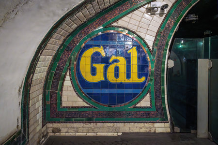 Madrid, Spain - Jun 20, 2019: Vintage Advertising Signs at former Chamberi Station of Madrid Metro - Madrid, Spainのeditorial素材