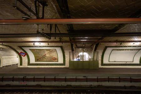 Madrid, Spain - Jun 20, 2019: Platform of former Chamberi Station of Madrid Metro - Madrid, Spainのeditorial素材