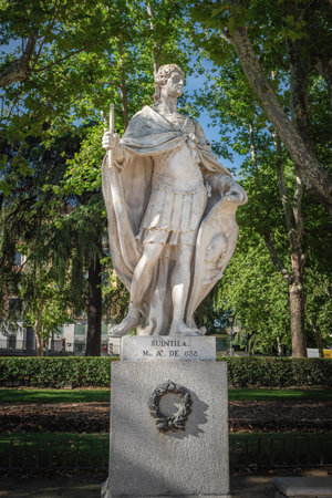 Madrid, Spain - Jun 19, 2019: Statue of Visigothic King Suintila at Plaza de Oriente Square - Madrid, Spainのeditorial素材