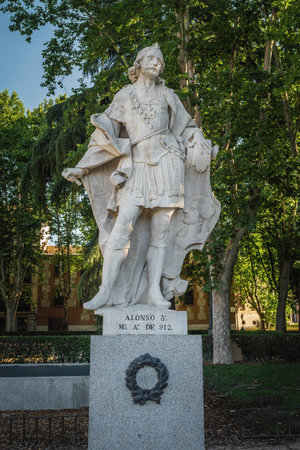 Madrid, Spain - Jun 19, 2019: Statue of King Alfonso III of Asturias at Plaza de Oriente Square - Madrid, Spainのeditorial素材