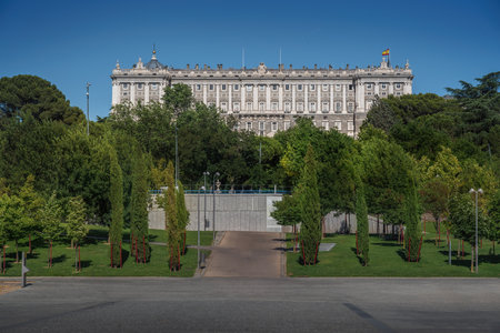 Madrid, Spain - Jun 19, 2019: Campo del Moro and Royal Palace of Madrid - Madrid, Spainのeditorial素材