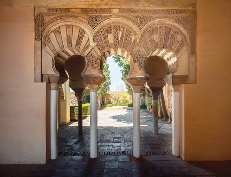 Malaga, Spain - May 18, 2019: Taifa palace at Alcazaba Fortress - Malaga, Andalusia, Spainのeditorial素材