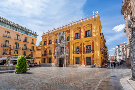Malaga, Spain - May 19, 2019: Bishops Palace (Episcopal Palace) at Plaza del Obispo (Bishops Square) - Malaga, Andalusia, Spainのeditorial素材