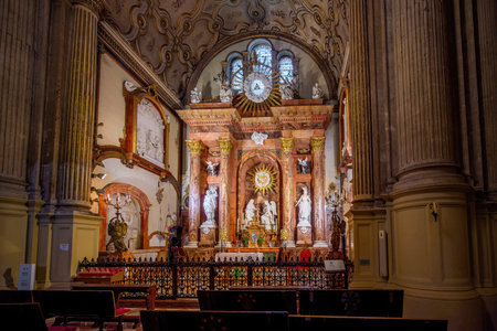 Malaga, Spain - May 19, 2019: Chapel of the Incarnation (Capilla de la Encarnacion) at Malaga Cathedral - Malaga, Andalusia, Spainのeditorial素材