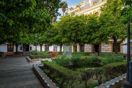 Plaza de Dona Elvira Square at Juderia - Seville, Andalusia, Spainの写真素材