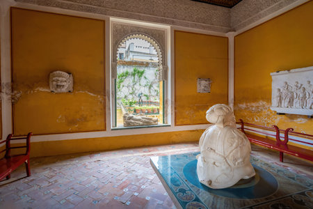 Seville, Spain - Apr 7, 2019: Golden Room (Salon Dorado) at Casa de Pilatos (Pilates House) Palace Interior - Seville, Andalusia, Spainのeditorial素材