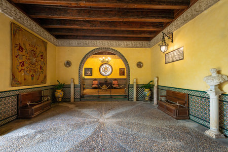 Seville, Spain - Apr 7, 2019: Apeadero Room at Las Duenas Palace (Palacio de las Duenas) - Seville, Andalusia, Spainのeditorial素材