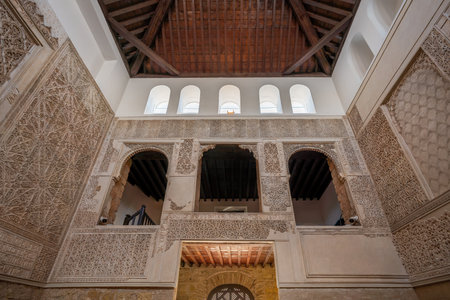 Cordoba, Spain - Jun 11, 2019: Womens section balconies at Cordoba Synagogue Interior - Cordoba, Andalusia, Spainのeditorial素材