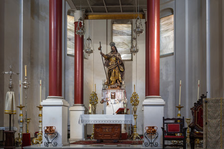 Cordoba, Spain - Jun 12, 2019: Church of Santiago Apostol Altar - Route of the Fernandine Churches - Cordoba, Andalusia, Spainのeditorial素材
