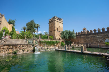 Cordoba, Spain - Jun 11, 2019: Gardens of Alcazar de los Reyes Cristianos - Cordoba, Andalusia, Spainのeditorial素材