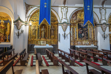 Cordoba, Spain - Jun 12, 2019: Chapels at Church of San Francisco Interior - Route of the Fernandine Churches - Cordoba, Andalusia, Spainのeditorial素材