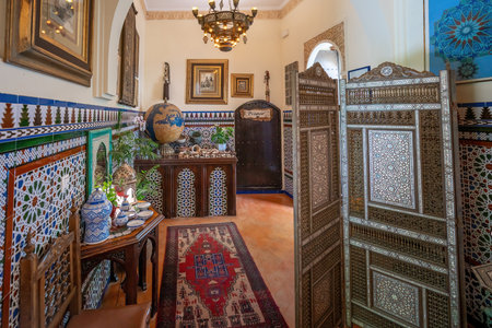 Cordoba, Spain - Jun 11, 2019: Interior Room of Casa Andalusi (House of Andalusia) - Cordoba, Andalusia, Spainのeditorial素材