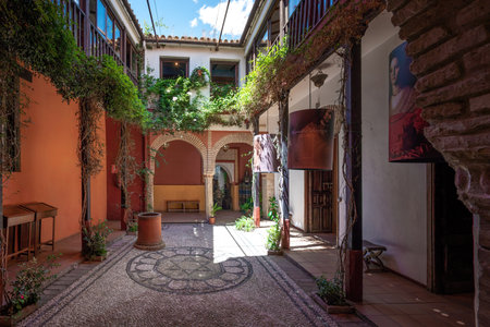 Cordoba, Spain - Jun 11, 2019: House of Sefarad Courtyard at Jewish Quarter (Juderia) - Cordoba, Andalusia, Spainのeditorial素材
