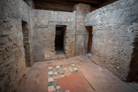 Cordoba, Spain - Jun 11, 2019: Cold Room from Almohad period at Caliphal Baths (Banos del Alcazar Califal) - Cordoba, Andalusia, Spainのeditorial素材