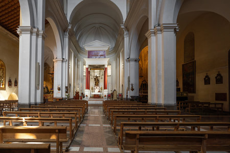 Cordoba, Spain - Jun 12, 2019: Church of Santiago Apostol Interior - Route of the Fernandine Churches - Cordoba, Andalusia, Spainのeditorial素材