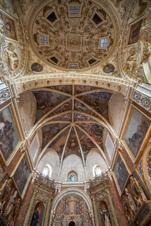 Cordoba, Spain - Jun 12, 2019: Ceiling of Church of San Agustin - Route of the Fernandine Churches - Cordoba, Andalusia, Spainのeditorial素材