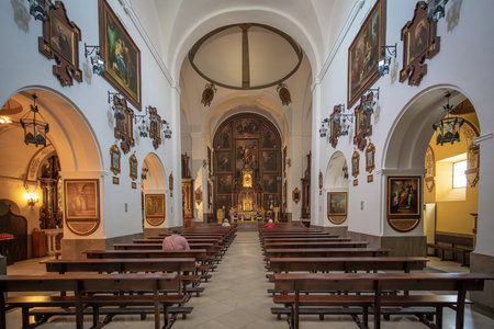 Cordoba, Spain - Jun 11, 2019: Convent Church of El Santo Angel (Iglesia Conventual del Santo Angel) Interior at Plaza de Capuchinos Square - Cordoba, Andalusia, Spainのeditorial素材
