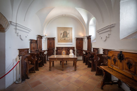 Cordoba, Spain - Jun 11, 2019: Reception Hall at Alcazar de los Reyes Cristianos - Cordoba, Andalusia, Spainのeditorial素材