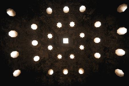 Granada, Spain - Jun 5, 2019: Warm Room Ceiling of El BaÃ±uelo Islamic bathhouse - Granada, Andalusia, Spainのeditorial素材