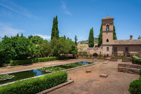 Granada, Spain - Jun 5, 2019: Palace of the former Convent of San Francisco at Alhambra - Granada, Andalusia, Spainのeditorial素材