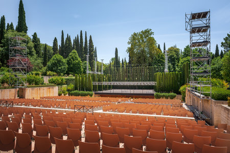 Granada, Spain - May 24, 2019: Generalife Theater at Generalife Gardens of Alhambra - Granada, Andalusia, Spainのeditorial素材