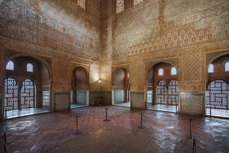 Granada, Spain - Jun 5, 2019: Hall of the Ambassadors at Nasrid Palaces of Alhambra - Granada, Andalusia, Spainのeditorial素材