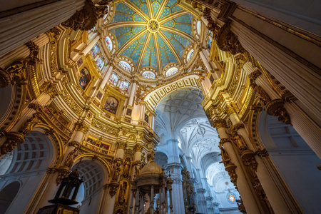 Granada, Spain - May 25, 2019: Ceiling of Granada Cathedral Interior - Granada, Andalusia, Spainのeditorial素材