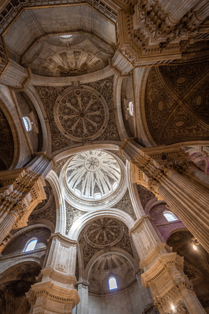 Granada, Spain - May 27, 2019: Ceiling of Sagrario Church (Iglesia del Sagrario) - Granada, Andalusia, Spainのeditorial素材
