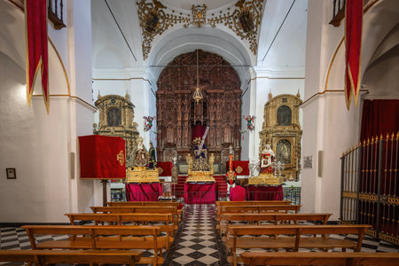 Arcos de la Frontera, Spain - Apr 10, 2019: San Agustin Church Interior - Arcos de la Frontera, Cadiz, Spainのeditorial素材