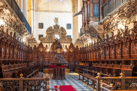 Arcos de la Frontera, Spain - Apr 10, 2019: Choir at Minor Basilica of Santa Maria (Basilica de Santa Maria de la Asuncion) - Arcos de la Frontera, Cadiz, Spainのeditorial素材