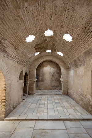 Jaen, Spain - Jun 1, 2019: Changing Room (Vestibule) at Arab Baths of Jaen - Jaen, Spainのeditorial素材