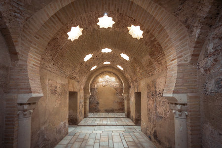 Jaen, Spain - Jun 1, 2019: Cold Room of Arab Baths of Jaen - Jaen, Spainのeditorial素材
