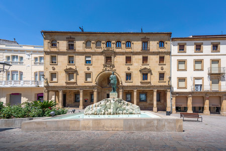 Ubeda, Spain - Jun 2, 2019: General Leopoldo Saro Marin Monument at Plaza Andalucia Square - Ubeda, Jaen, Spainのeditorial素材
