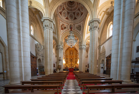 Baeza, Spain - Jun 2, 2019: Baeza Cathedral Altar and Nave - Baeza, Jaen, Spainのeditorial素材