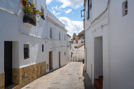 Streets with white houses - Arcos de la Frontera, Cadiz, Spainの写真素材