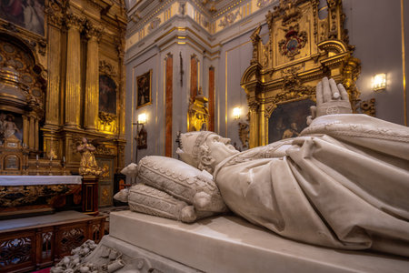 Toledo, Spain - Mar 27, 2019: Cardinal Siliceo Sepulchre at Real Colegio de Doncellas Nobles (Royal College of Noble Maidens) - Toledo, Spainのeditorial素材