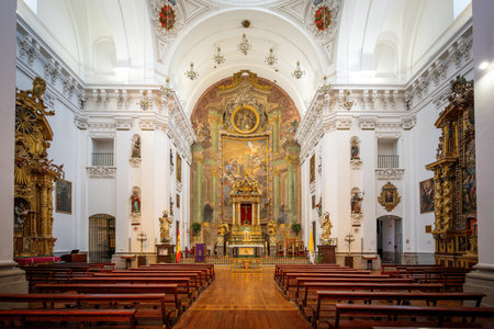 Toledo, Spain - Mar 27, 2019: Altar at Jesuit church (Church of San Ildefonso) Interior - Toledo, Spainのeditorial素材
