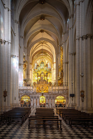 Toledo, Spain - Mar 26, 2019: Toledo Cathedral Interior and Retrochoir - Toledo, Spainのeditorial素材