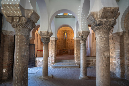 Toledo, Spain - Mar 27, 2019: Mosque of Cristo de la Luz Chapel Interior - Toledo, Spainのeditorial素材