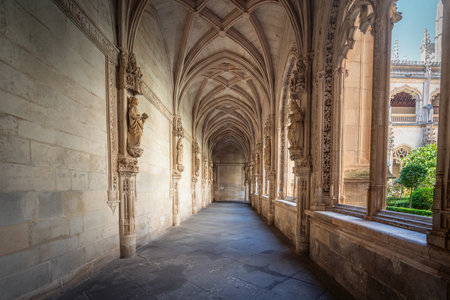 Toledo, Spain - Mar 27, 2019: Lower Cloister at Monastery of San Juan de los Reyes - Toledo, Spainのeditorial素材